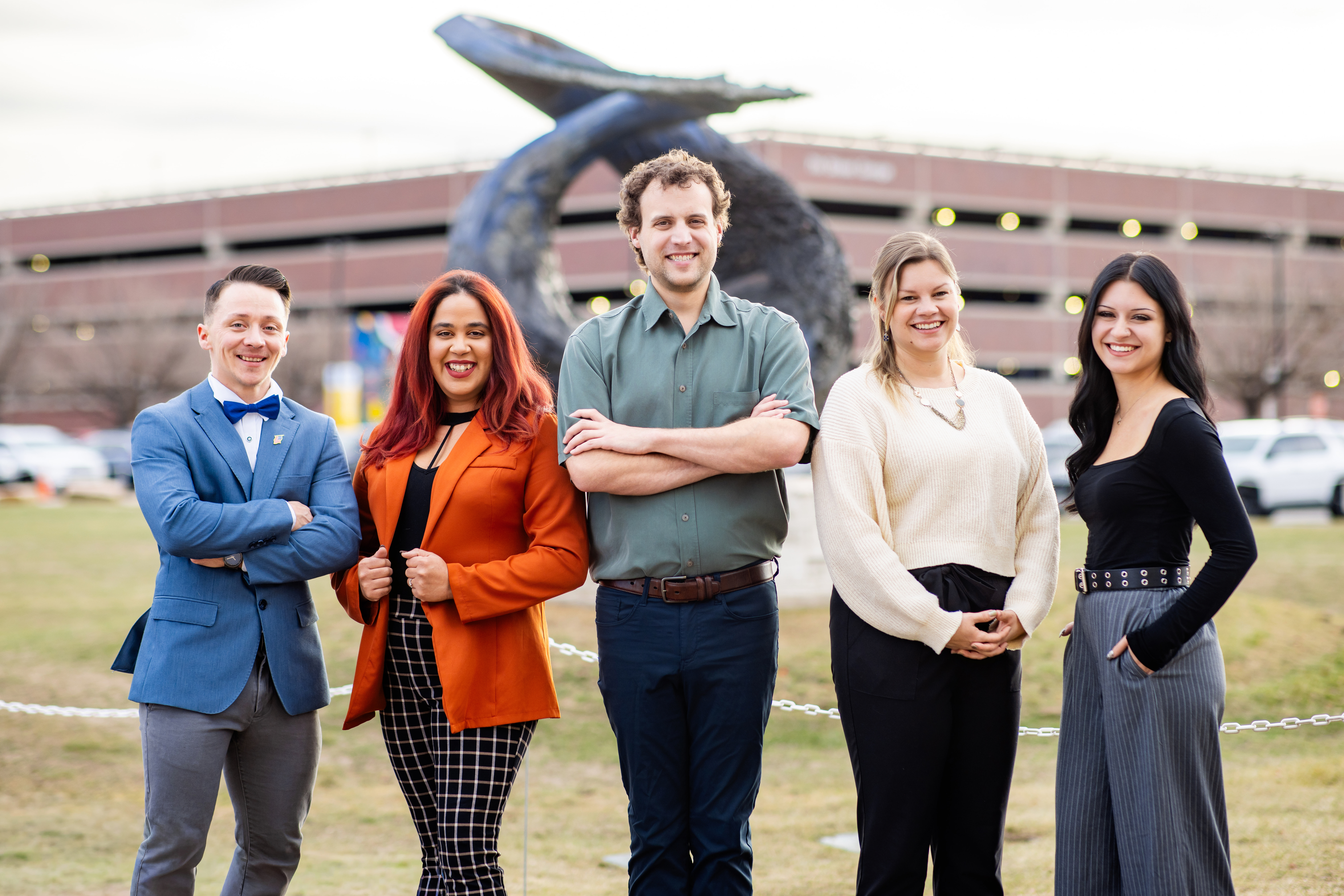 Water Fellows in front of the One World One Water Sculpture