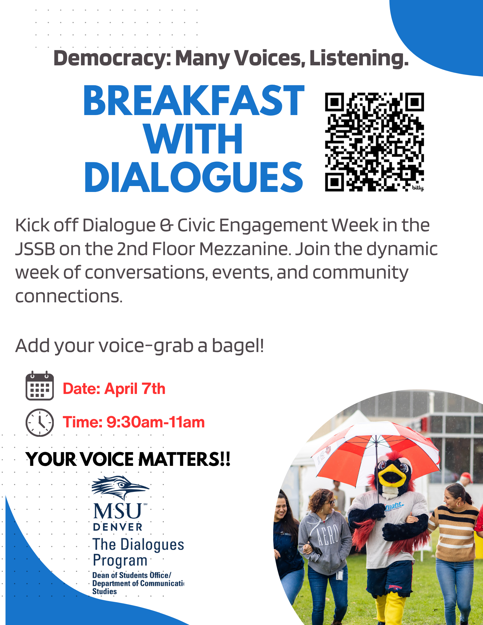 Breakfast with Dialogues on April 7, 2026 9:30 - 11am in JSSB Mezzanine