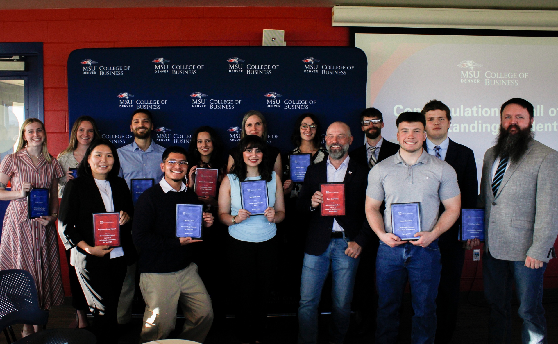 A group photo of the Spring 2026 Outstanding Students for the College of Business