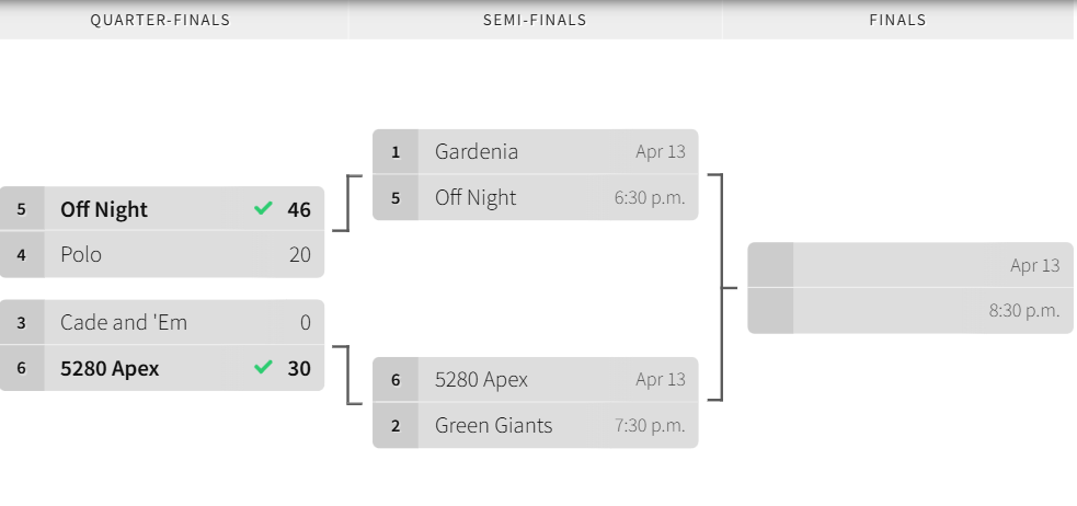 Spring 2026 Intramural Basketball Playoff Bracket