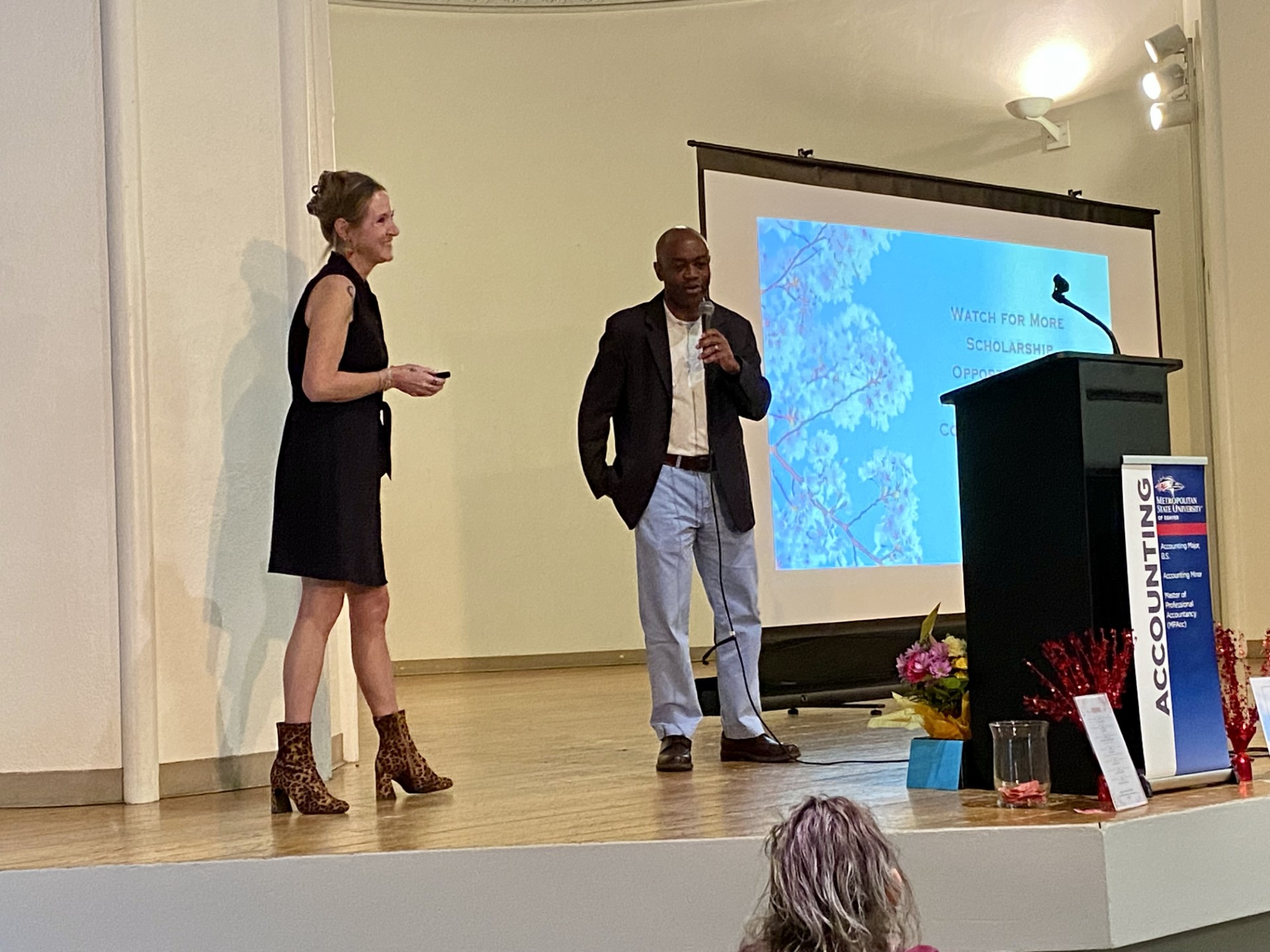 Jo Erven and Greg Clifton on stage at the SP'26 ASO Banquet