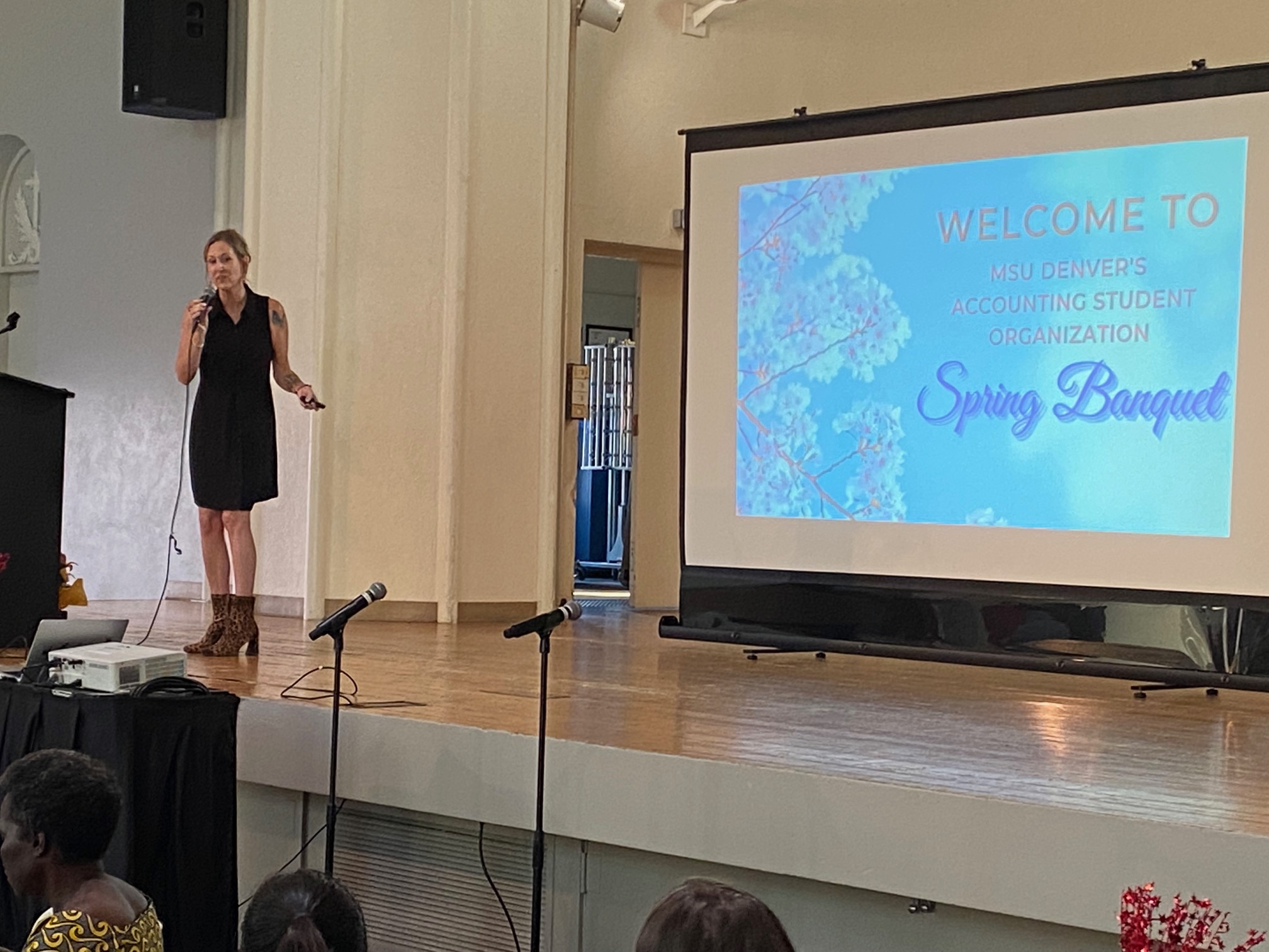 Jo Erven on the stage talking at the SP'26 ASO Banquet