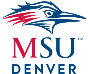 MSU Denver logo with roadrunner head.