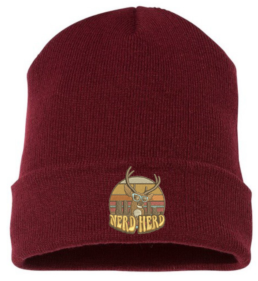 Honors burgandy hat with nerd herd logo