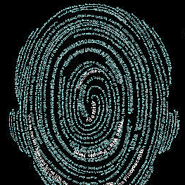 Words formed in shape of a head.