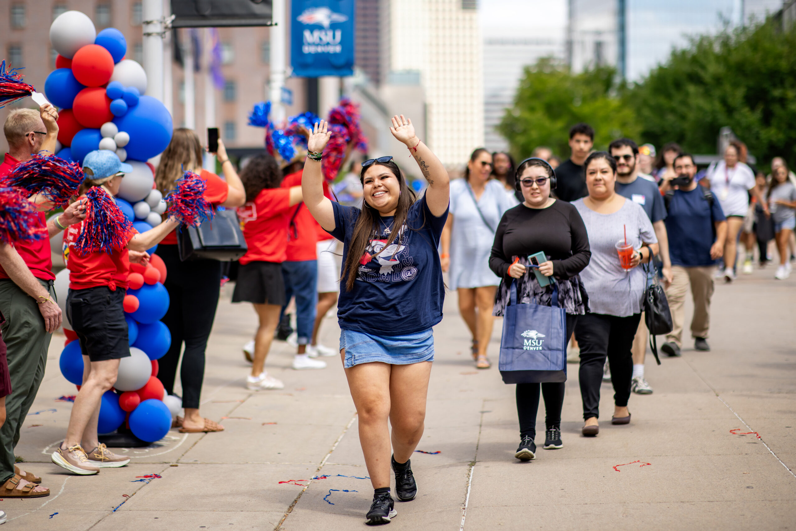 Convocation - leading attendees through cheer line