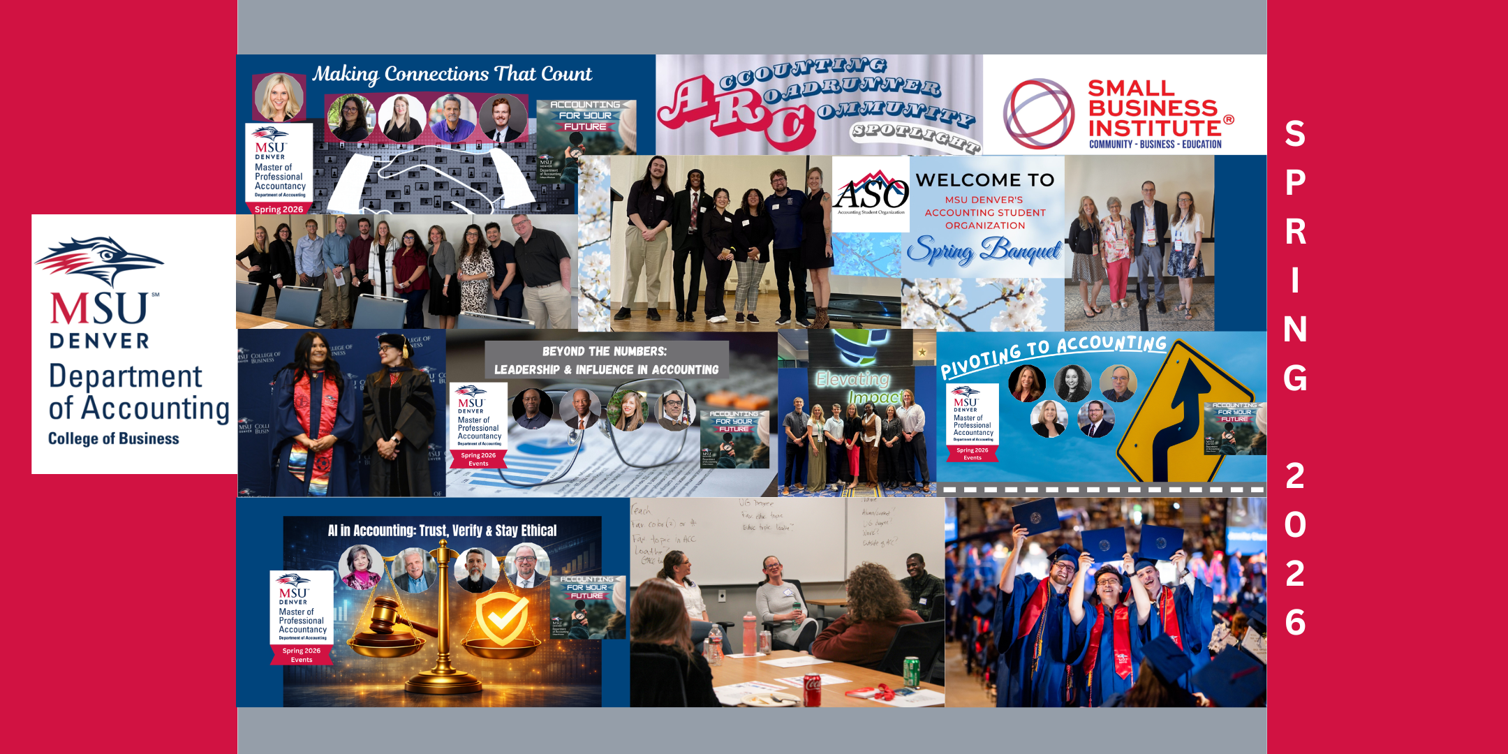 red background with MSU Denver Department of Accounting logo on the left and 