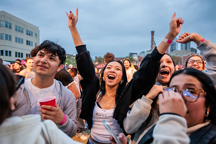 Concertgoers enjoy Outside Days music festival on Auraria Campus.