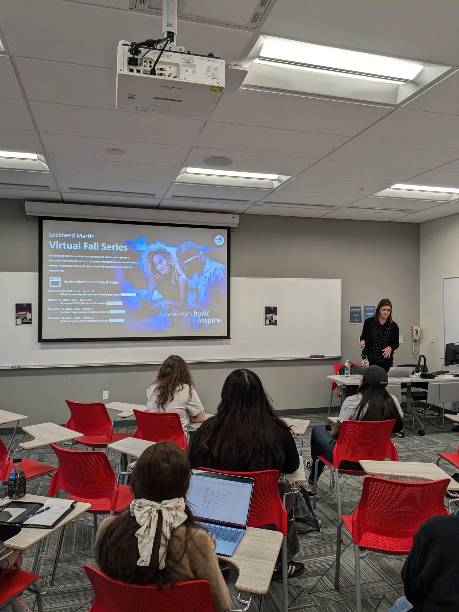 Guest speaker presenting to an audience of students