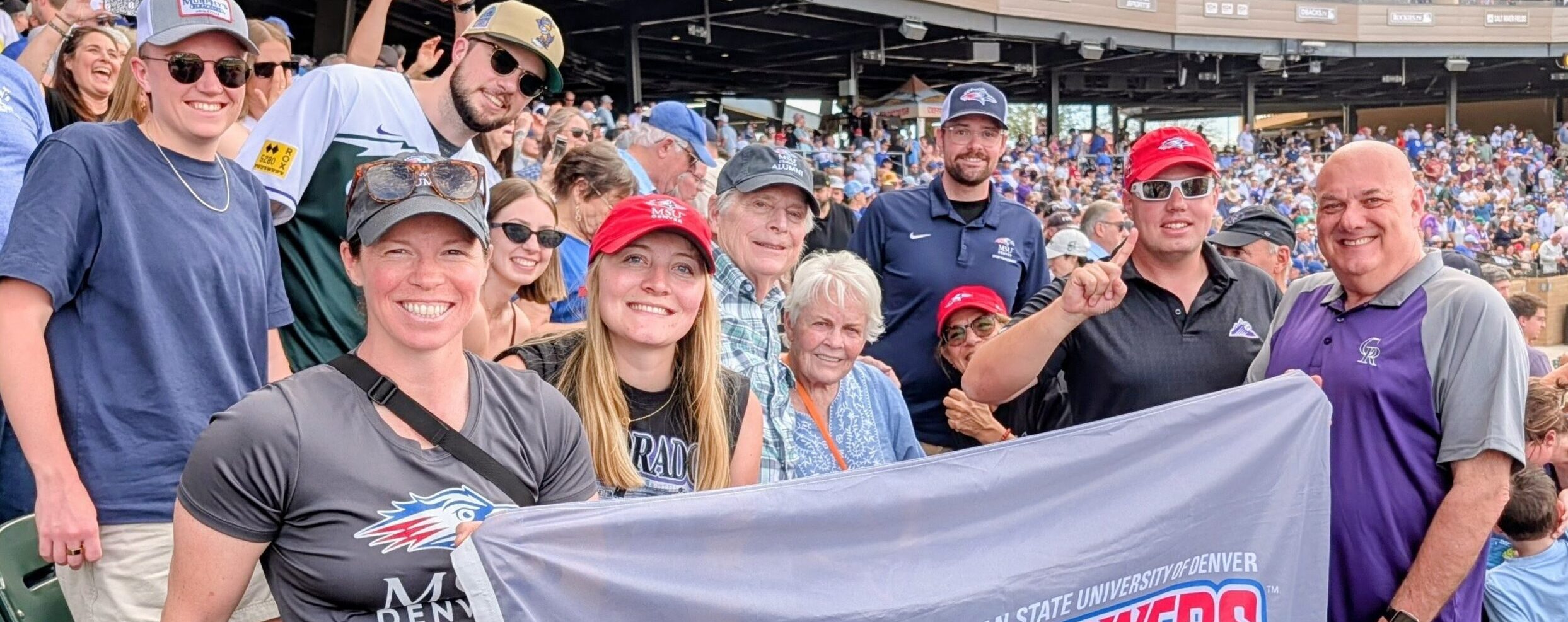 Group of MSU Denver Alums taking in a Colorado Rockies Game in Arizona.
