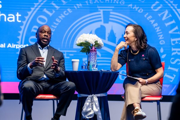 MSU Denver President Janine Davidson, Ph.D., will welcome Phillip Washington, the CEO of Denver International Airport, for a fireside chat in the CAVEA March 9, 2026. Photo by Alyson McClaran