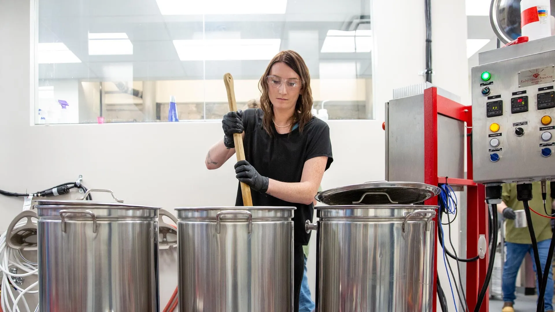 Colleen Haynes at work in her Brewing Science class. Haynes, a Brewery Operations senior, is a recipient of the Flying Dog Diversity in Brewing Endowed Scholarship. Photo by Polina Saran