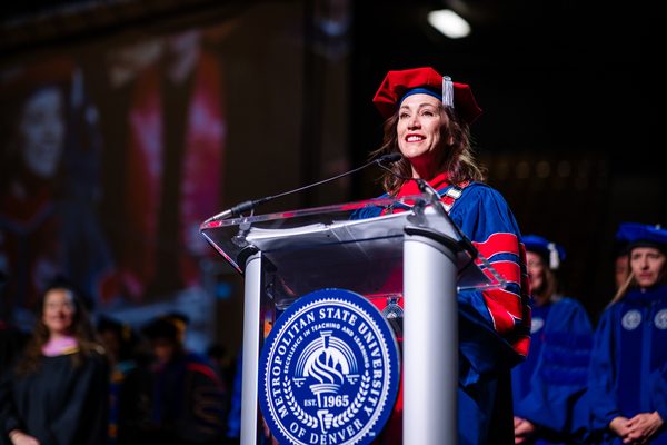 President Davidson addresses the assembled graduates and guests at the Spring 2026 Commencement ceremonies