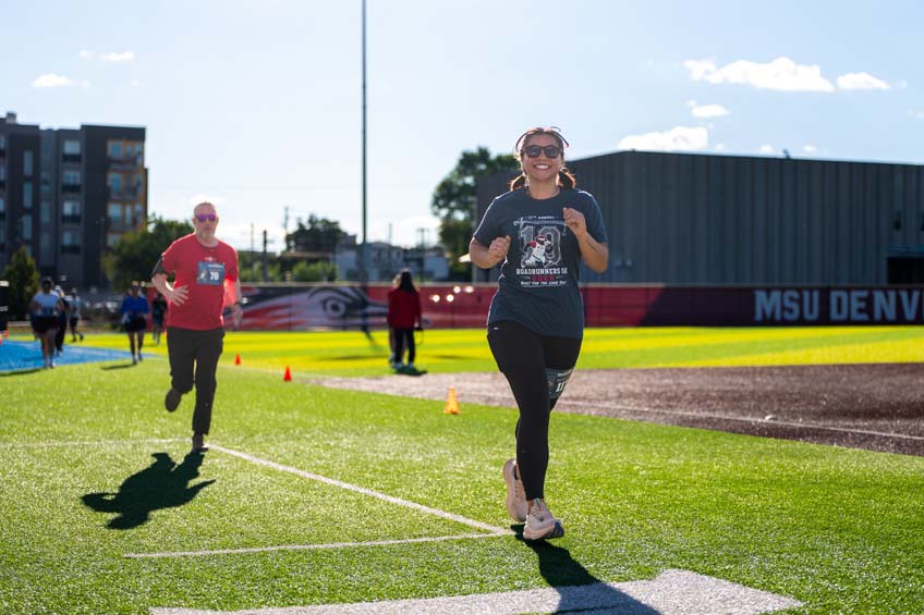 Roadrunners race to the finish line completing the roadrunners 5k.