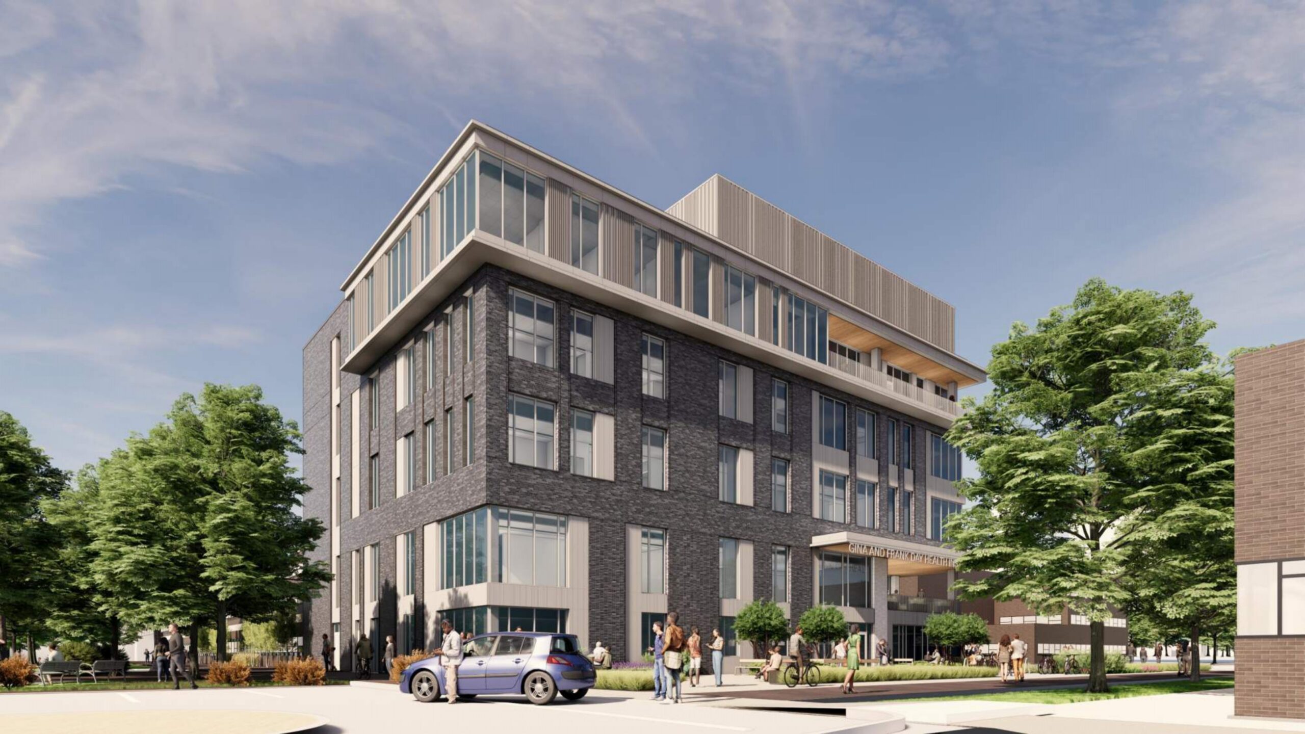 Rendered image of exterior of Day Health Institute Tower