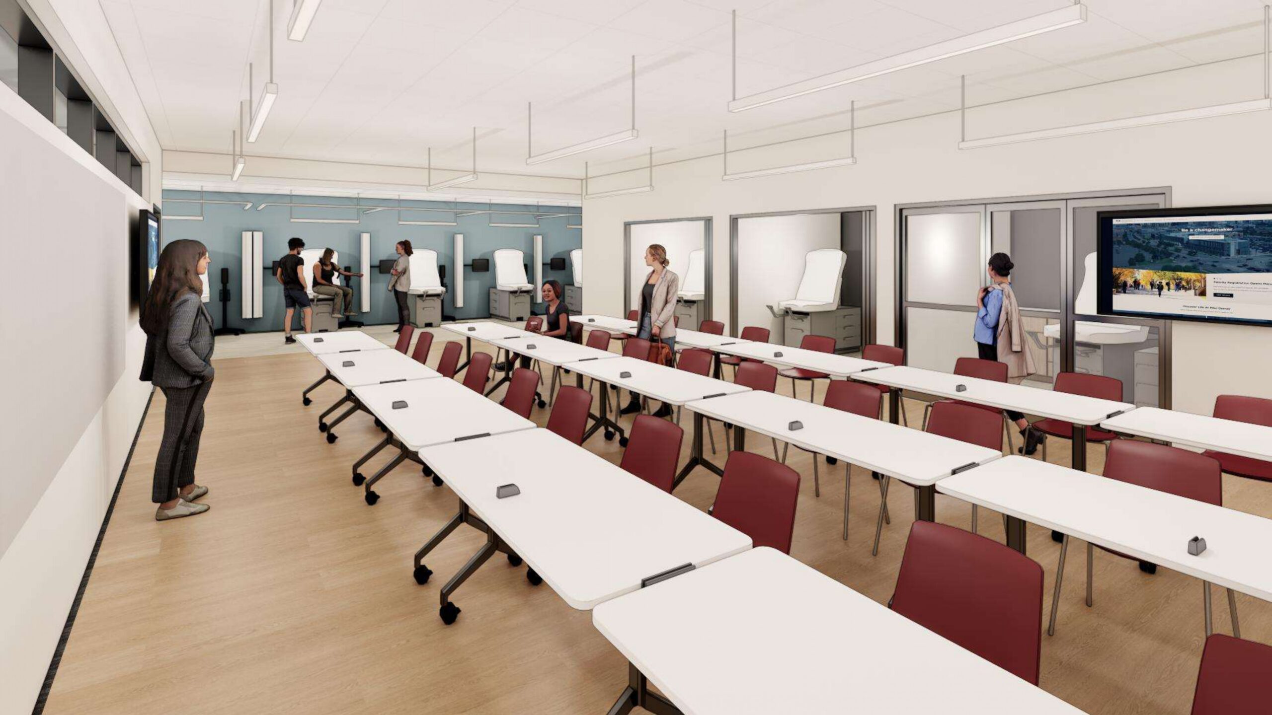 Rendered image of a classroom in Day Health Institute Tower