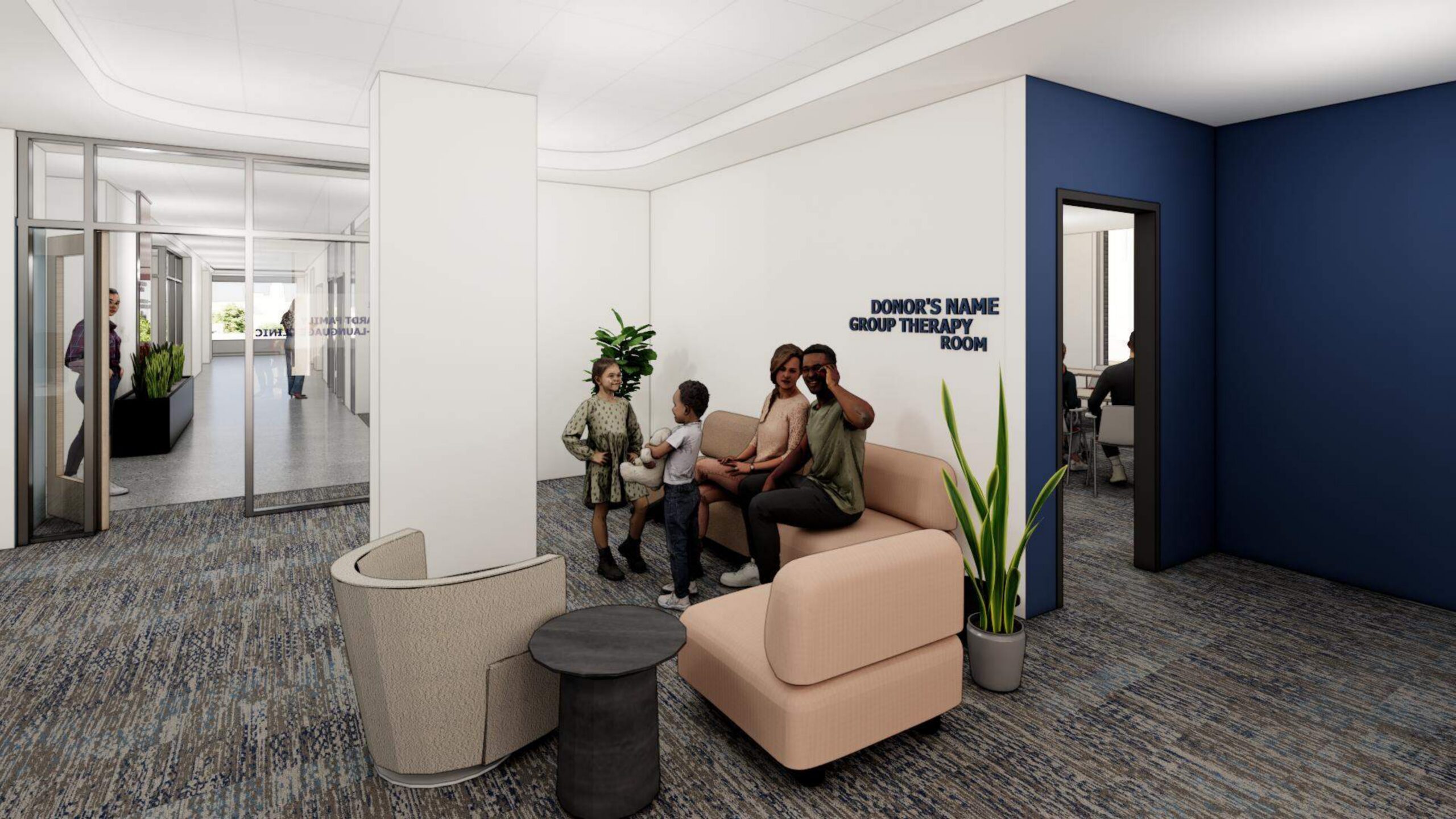 Rendered image of a classroom in Day Health Institute Tower