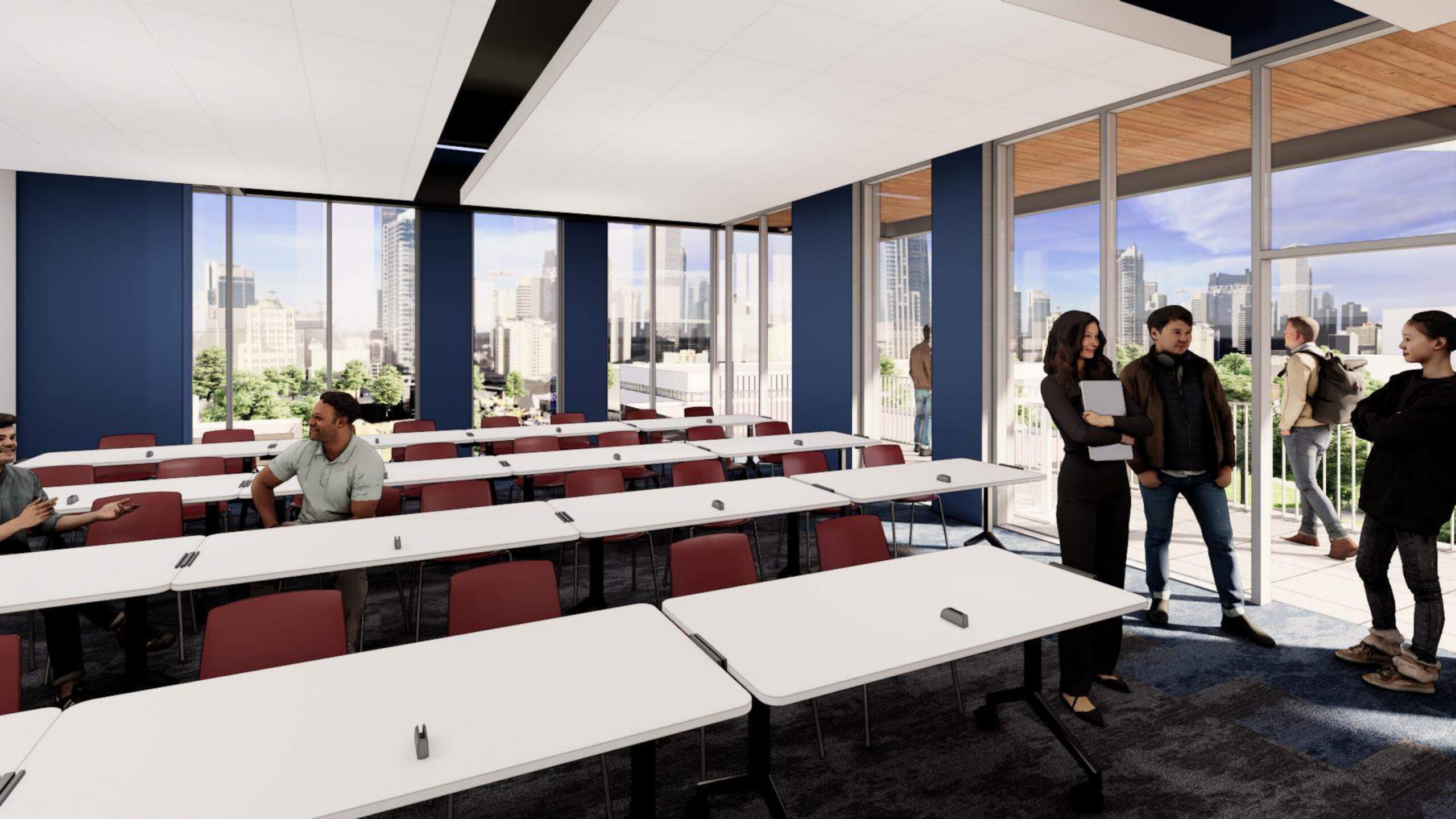Rendered image of a classroom in Day Health Institute Tower