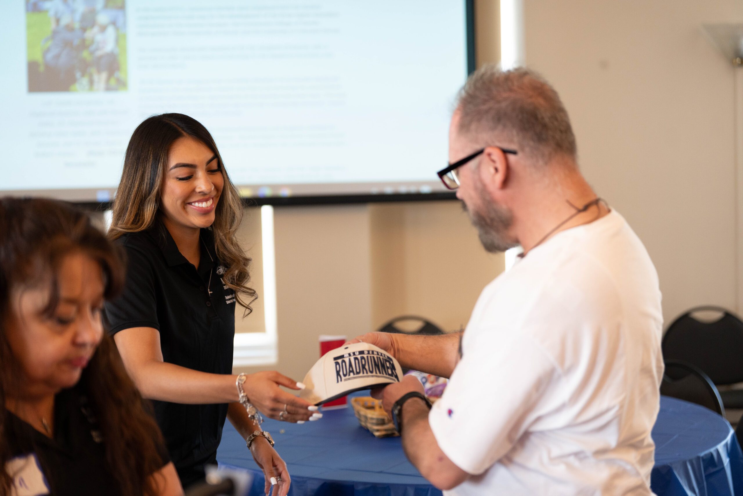 Giving out a prize to the student