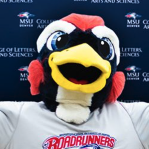 Headshot of Rowdy in front of a MSU Denver College of Letters, Arts, and Sciences background.